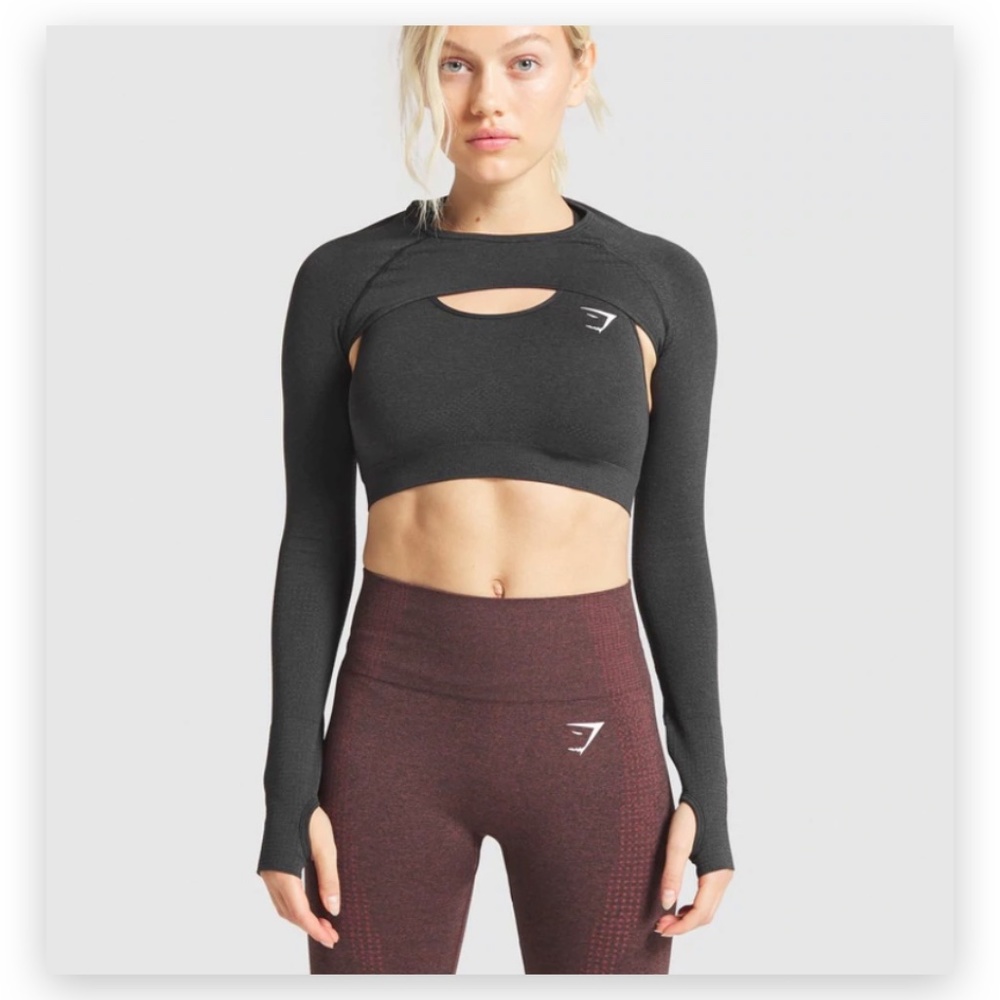 Gymshark Women's Seamless Shrug Black Marl Small